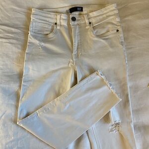 Kut from the Kloth Cream Skinny Jeans with Subtle Distress